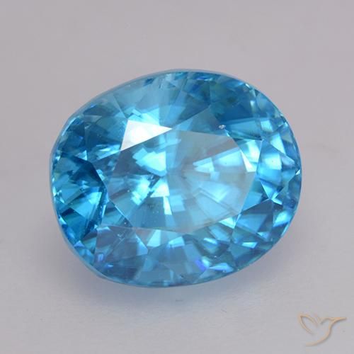 Zircão azul natural 3,06ct, corte oval, VVS