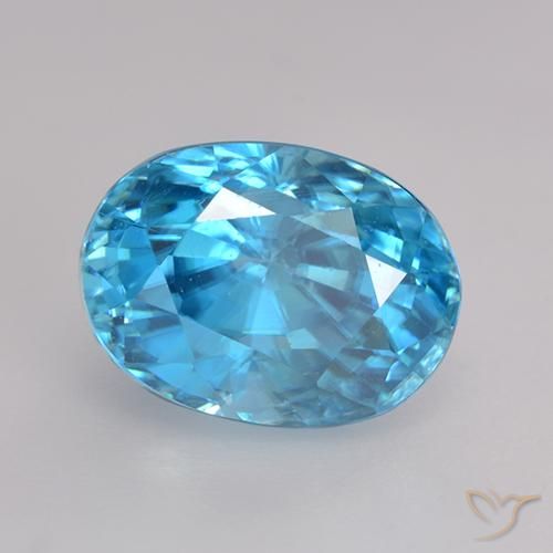 3.66ct Natural Azul médio Zircão, oval, VS
