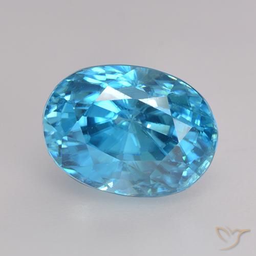 Zircão Azul médio Natural 3.66ct, oval, VS