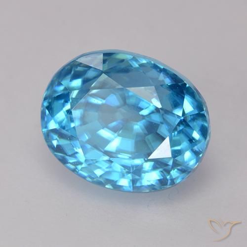 Zircão Azul médio Natural 3.79ct, oval, VVS