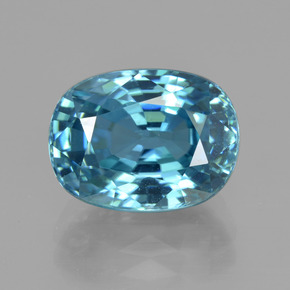 Zircão azul natural 7,22ct, corte oval, VVS