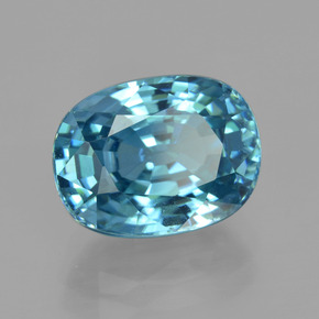 Zircão azul natural 7,22ct, corte oval, VVS