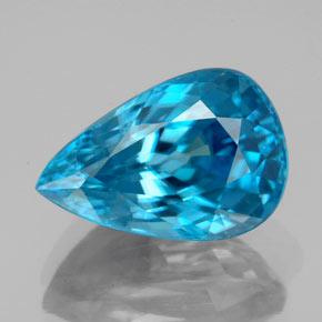 Zircão azul natural 7,47ct, formato de pêra, VVS-VS