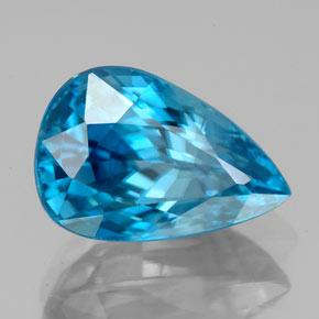 Zircão azul natural 7,47ct, formato de pêra, VVS-VS