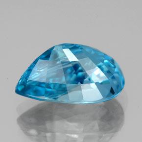 Zircão azul natural 7,47ct, formato de pêra, VVS-VS