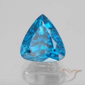 Zircão azul elétrico natural 5,82ct, trillion, VS-SI