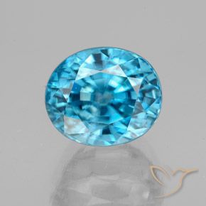 5.13ct Natural azul intenso Zircão, oval, VVS-VS