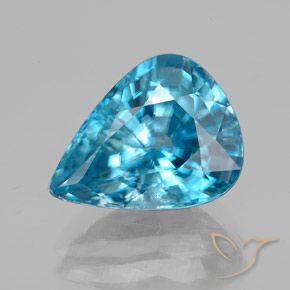 5.75ct Natural Azul médio Zircão, Formato de pêra, VS