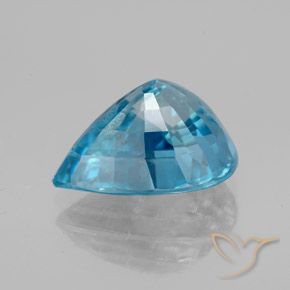 Zircão Azul médio Natural 5.75ct, Formato de pêra, VS