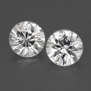 Pedras preciosas de zircão branco natural de  ct, corte redondo, VS