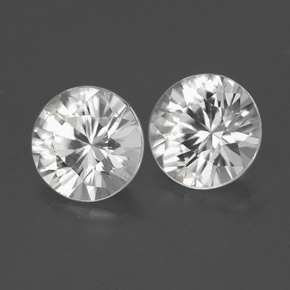 Pedras preciosas de zircão branco natural de  ct, corte redondo, VS