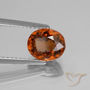 Zircão laranja natural 2,38ct, corte oval, VVS-VS