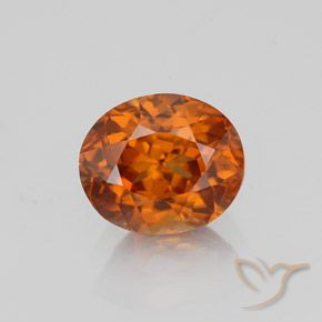 Zircão laranja natural 1,78ct, corte oval, VVS-VS