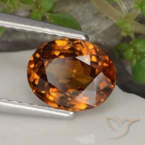 Zircão laranja avermelhado Natural 1.68ct, oval, VVS