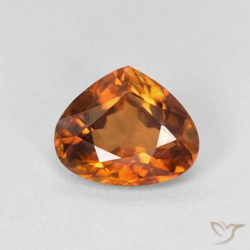 1.57ct Natural Laranja Profundo Zircão, Formato de pêra, VVS-VS