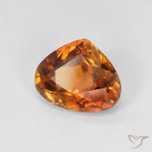 Zircão Laranja Profundo Natural 1.57ct, Formato de pêra, VVS-VS