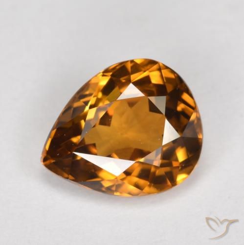 1.68ct Natural Laranja Profundo Zircão, Formato de pêra, VVS