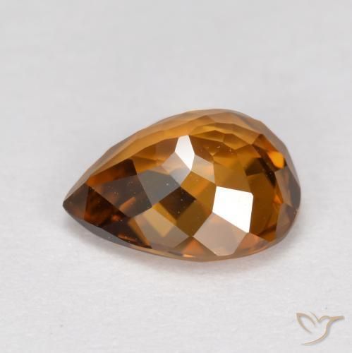 Zircão Laranja Profundo Natural 1.68ct, Formato de pêra, VVS