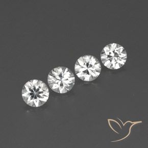 4.38ctw Natural Branco Zircão, Redondo, VVS-VS