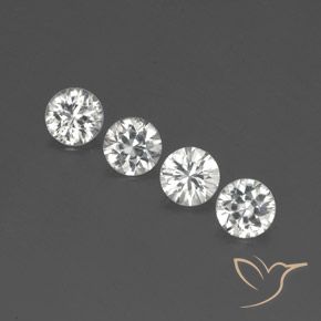 Pedras preciosas de Zircão Branco claro natural de 4.41 ct, Redondo, VS