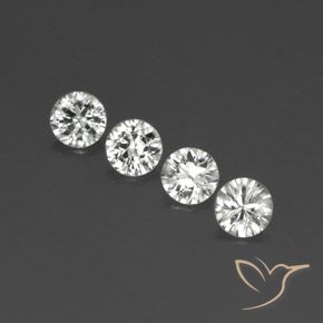 Pedras preciosas de Zircão Branco claro natural de 4.12 ct, Redondo, VVS-VS