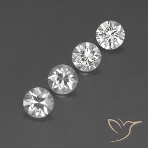 Pedras preciosas de Zircão Branco claro natural de 4.44 ct, Redondo, VVS-VS