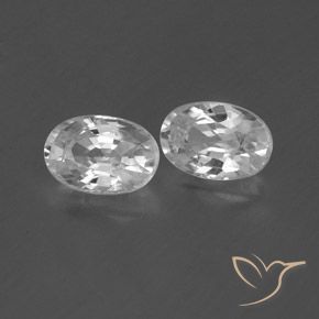 Pedras preciosas de Zircão Branco claro natural de 1.64 ct, oval, VVS