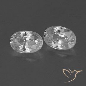 Pedras preciosas de Zircão Branco claro natural de 1.62 ct, oval, VVS