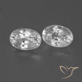 Pedras preciosas de Zircão Branco claro natural de 1.77 ct, oval, VVS