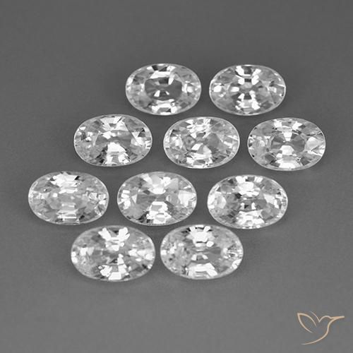 Pedras preciosas de Zircão Branco claro natural de 8.03 ct, oval, VVS-VS