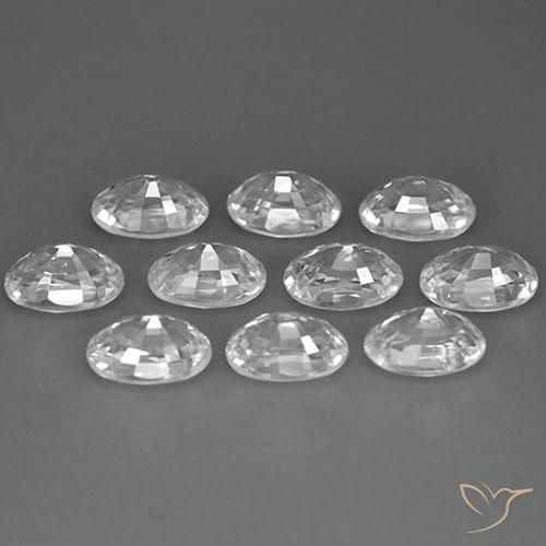 Pedras preciosas de Zircão Branco claro natural de 8.03 ct, oval, VVS-VS