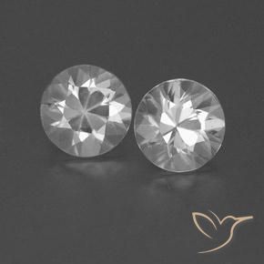 0.00ctw Natural Branco Zircão, Redondo, VVS-VS