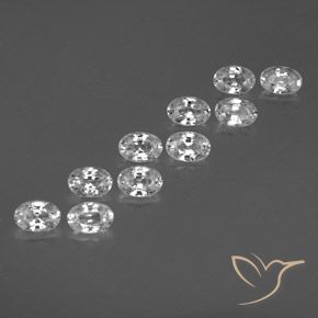 Pedras preciosas de Zircão Branco natural de 7.67 ct, oval, VVS-VS