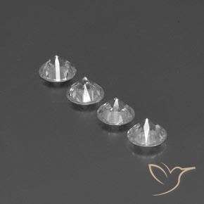 Pedras preciosas de Zircão Branco natural de 3.98 ct, Redondo, VVS-VS
