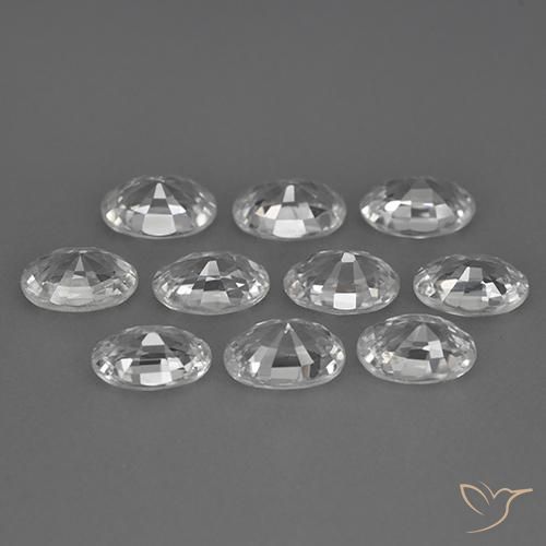 Pedras preciosas de Zircão Branco natural de 7.54 ct, Corte Oval, VVS-VS