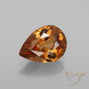 1.40ct Natural Laranja médio-escuro Zircão, Formato de pêra, VVS