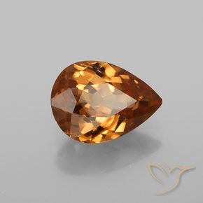 Zircão Laranja médio-escuro Natural 1.40ct, Formato de pêra, VVS