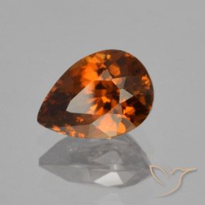 Zircão Laranja Marrom Profundo Natural 1.87ct, Formato de pêra, VVS