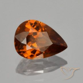 Zircão Laranja Marrom Profundo Natural 1.73ct, Formato de pêra, VVS