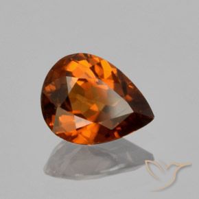 Zircão Laranja Marrom Profundo Natural 1.43ct, Formato de pêra, VVS