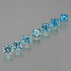 Pedras preciosas de zircão azul natural de  ct, corte esmeralda, VS