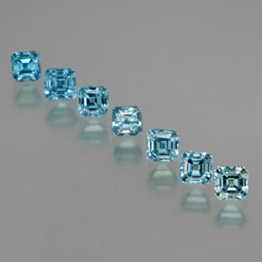 Pedras preciosas de zircão azul natural de  ct, corte esmeralda, VS
