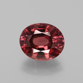 Zircão vermelho natural 2,65ct, corte oval, VVS