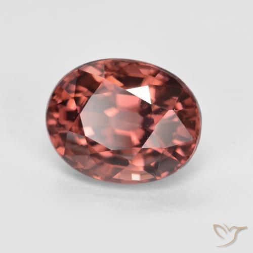 Zircão Vermelho médio-escuro Natural 2.92ct, oval, VS