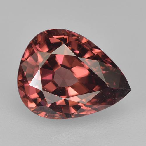 Zircão vermelho natural 2,75ct, formato de pêra, VVS