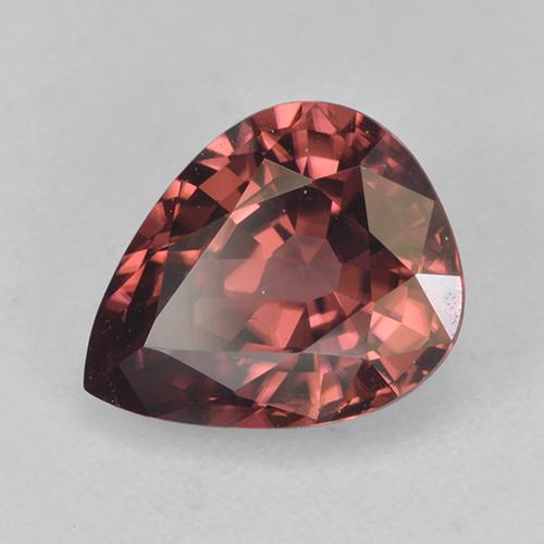 Zircão vermelho natural 2,75ct, formato de pêra, VVS