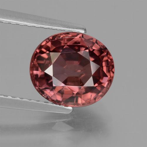 Zircão vermelho natural 3,63ct, corte oval, VS