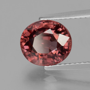 Zircão vermelho natural 3,63ct, corte oval, VS