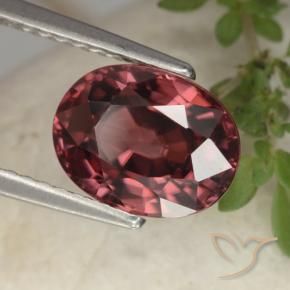 Zircão vermelho natural 3,10ct, corte oval, VVS