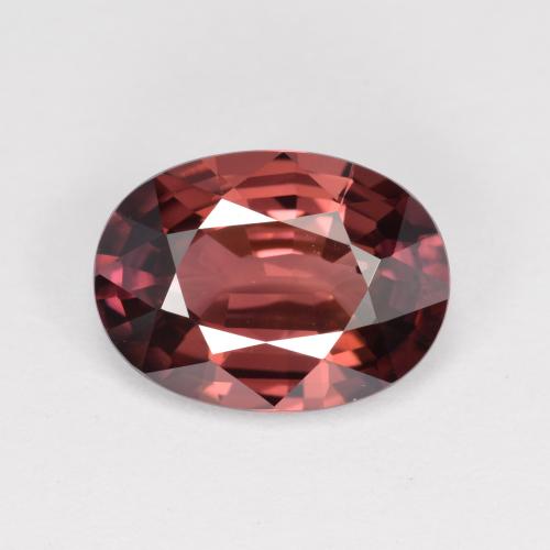 Zircão vermelho natural 3,46ct, corte oval, VVS